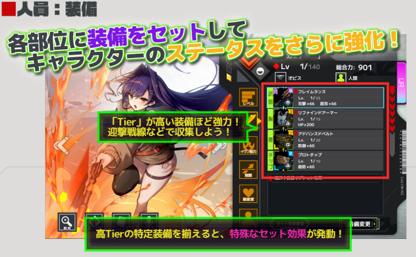 装備の画面